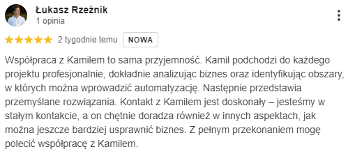 Automatyzacja w sprzedaży i marketingu, Automatyzacja w obsłudze klienta, Automatyzacja w administracji, Automatyzacja w rekrutacji oraz HR, Automatyzacja w dashboardach i danych, Automatyzacja oraz AI w nietypowych procesach