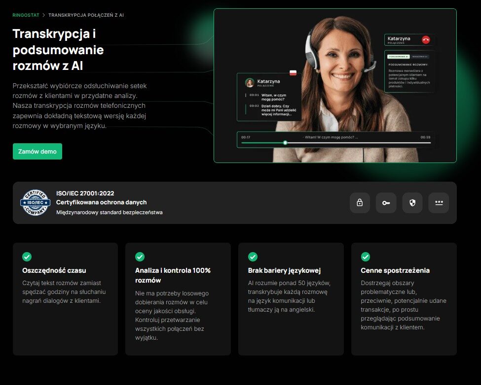 Ringostat - transkrypcja rozmów